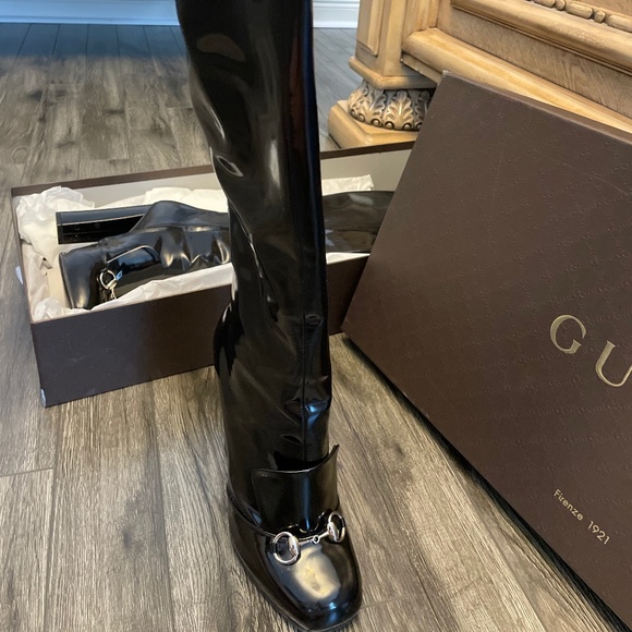 gucci black leather boots / size 40 - Picture 7 of 10